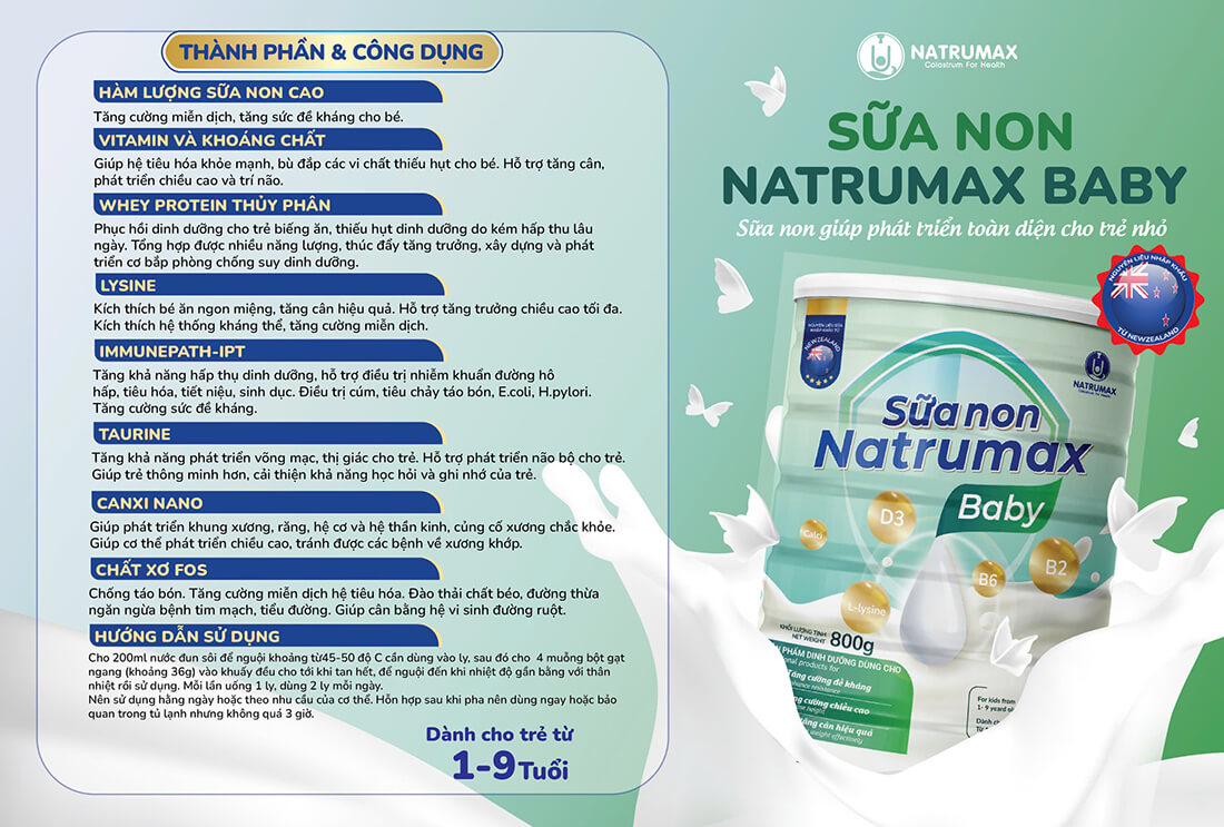 Thành phần chính của Sữa non Natrumax Baby