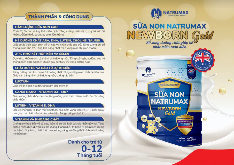 Thành phần chính của Sữa non Natrumax Newborn Gold