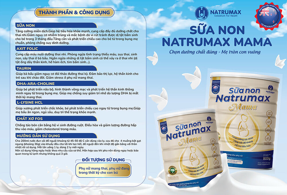 Công dụng của Sữa non Natrumax Mama