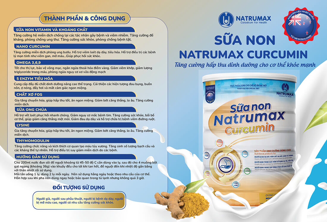 Thành phần chính của Sữa non Natrumax Curcumin