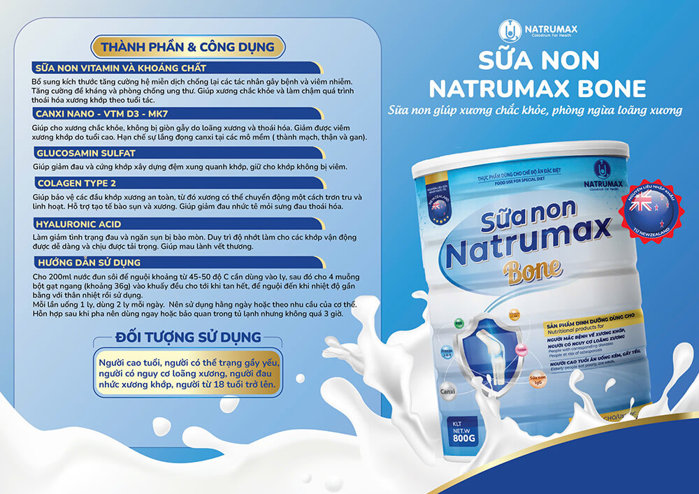 Thành phần chính của Sữa non Natrumax Bone