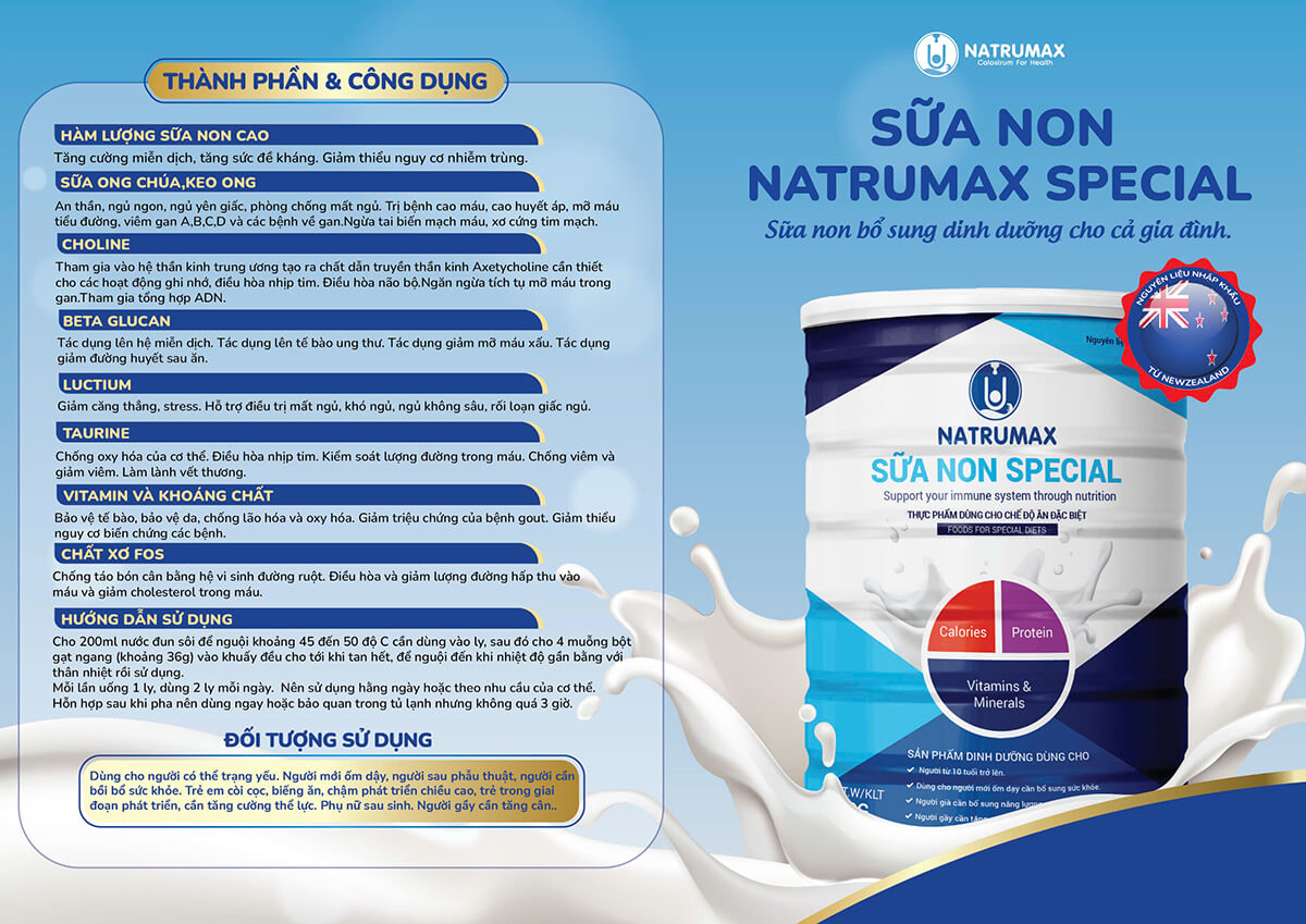 Thành phần chính của Sữa non Natrumax Special